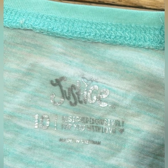 Justice Teal Green Heathered Raglan 3/4 Sleeve Sporty Tee Shirt Girls Size 10 - Picture 3 of 7